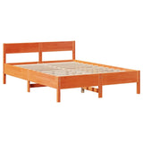 Bed Frame without Mattress Wax Brown 135x190 cm Solid Wood Pine 3306944