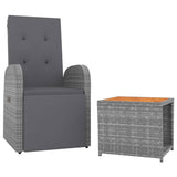 2 Piece Garden Lounge Set Grey Poly Rattan&Solid Wood Acacia 3157670