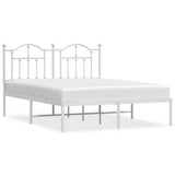 Metal Bed Frame without Mattress with Headboard White 135x190cm 353487