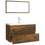 Bathroom Furniture Set Smoked Oak Engineered Wood 3120348