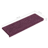 Stair Mats 15 pcs 65x21x4 cm Dark Purple Rectangular Edge 326205