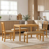 Dining Set 5 pcs Beige Solid Oak Wood 3430276