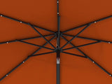 2.7m Outdoor Patio Garden Umbrella Parasol with Tilt Crank and 24 LEDs Lights, Orange T3398P318740