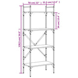 Bookcase 4-Tier Black 56x31,5x138,5 cm Engineered Wood 833338