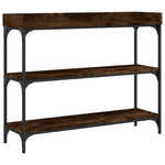 ZNTS Console Table with Shelves Smoked Oak 100x30x80 cm 837809