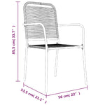 7 Piece Garden Dining Set Black Cotton Rope and Steel 3156541