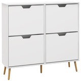 Shoe Storage Cabinet, 4 Flip Drawers, Shoe Organizer for 16 Pairs of Shoes, White T3398P341272