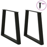Dining Table Leg Set of 2 Black Powder-coated steel Standard 4012572