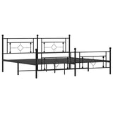 Metal Bed Frame without Mattress with Footboard Black 193x203cm 374363