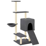 Cat Tree with Sisal Scratching Posts Dark Grey 130.5 cm 172042