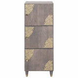 Highboard Grey and Gold 40 x 33 x 110 cm Solid Mango Wood 4018801