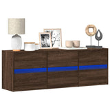 TV Wall Cabinet with LED Lights Brown Oak 130x31x45 cm 852305