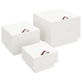 Storage Boxes with Lids 3 pcs White Solid Wood Pine 818246
