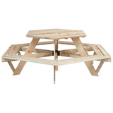 Picnic Table for 6 Kids with Benches Hexagon Solid Wood Fir 4008993