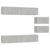 6 Piece TV Cabinet Set Concrete Grey Engineered Wood 3114601