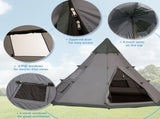 6 Men Tipi Tent with Carry Bag - Grey T3398P348696