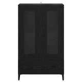 Highboard Black Oak 70 x 31 x 115 cm Engineered Wood and Iron 880862