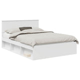 Bed Frame with Headboard White 135 x 190 cm Solid Pine Wood 3410609
