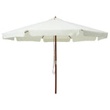 Garden Parasol with Wooden Pole 330 cm Sand White 47212