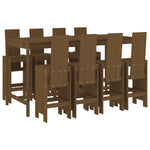 9 Piece Garden Bar Set Honey Brown Solid Wood Pine 3157790