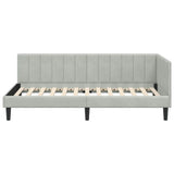 Corner Bed Frame Light Grey 100 cm x 200 cm Velvet 42016358