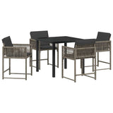Garden Dining Set 5 pcs Grey Poly Rattan 3380749