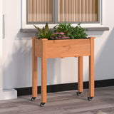 Wheeled Planter with Liner Brown 71x37x80 cm Solid Wood Fir 3157824