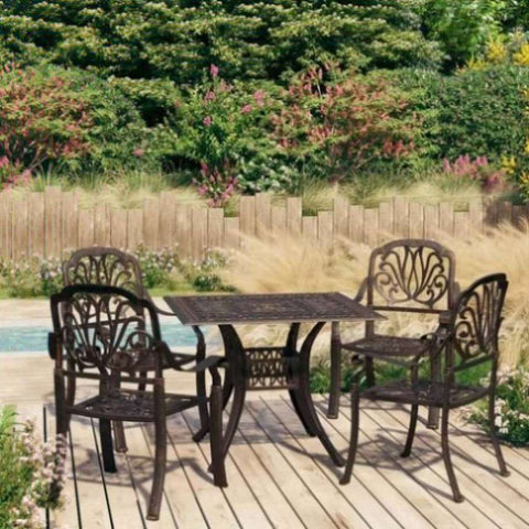 ZNTS 5 Piece Bistro Set Cast Aluminium Bronze 3070604