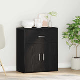 Sideboard with Drawer Black Oak 60 x 31 x 70 cm Engineered Wood 871397