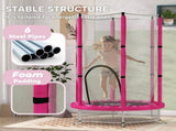 4.6ft Toddler Trampoline w/ Safety Enclosure Net, for Indoor Outdoor Use, Ages 3-6 Years, Pink T3398P348075