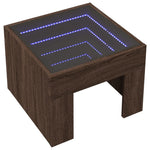 ZNTS Bedside Table with Infinity LED Brown Oak 40x40x30 cm 3284076