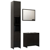 ZNTS 3 Piece Bathroom Furniture Set Black Engineered Wood 3056935