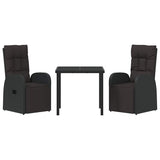 Garden Dining Set with Cushion 3 pcs Black Poly Rattan 3379527