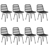 9 Piece Garden Dining Set Black Poly Rattan 3157900