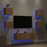 5 Piece TV Wall Cabinets with LED Lights Sonoma Oak 3216862