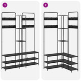 Coat Stand with Shoes Bench Black Oak 143 x 30 x 199.5 cm 8012044