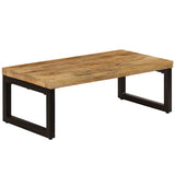Coffee Table 100x50x35 cm Solid Mango Wood and Steel 247337