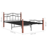 Bed Frame without Mattress Black Metal&Solid Oak Wood 120x200 cm 324906