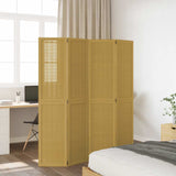 Room Divider 4 Panels Brown Solid Wood Paulownia 358818