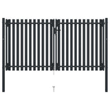 ZNTS Double Door Fence Gate Steel 306x200 cm Anthracite 146353