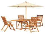 Outdoor Dining Set with Parasol 6 pcs Cream White and Natural 3438541