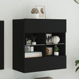 TV Wall Cabinet with LED Lights Black 58.5x30x60.5 cm 837093