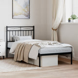 Metal Bed Frame without Mattress with Headboard Black 90x190cm 373683