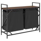 Laundry Basket 2 Compartments with Shelf Brown Oak 859079