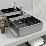 Wash Basin with Overflow 41x41x15 cm Ceramic Silver 143477