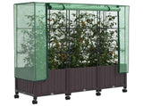 Garden Planter with Greenhouse Cover&Wheels 3 pcs Brown PP 3423066