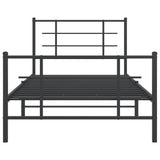 Bed Frame Black Powder-Coated Steel 107x203 cm Metal Bed Frame 355575
