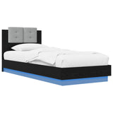 Bed Frame with LED Black Oak 80 x 200 cm Engineered Wood 3429667