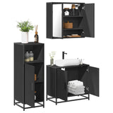 ZNTS 3 Piece Bathroom Furniture Set Black Engineered Wood 3300945