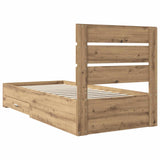 Bed Frame with Drawer Artisan Oak 100 x 200 cm Engineered Wood 3412011